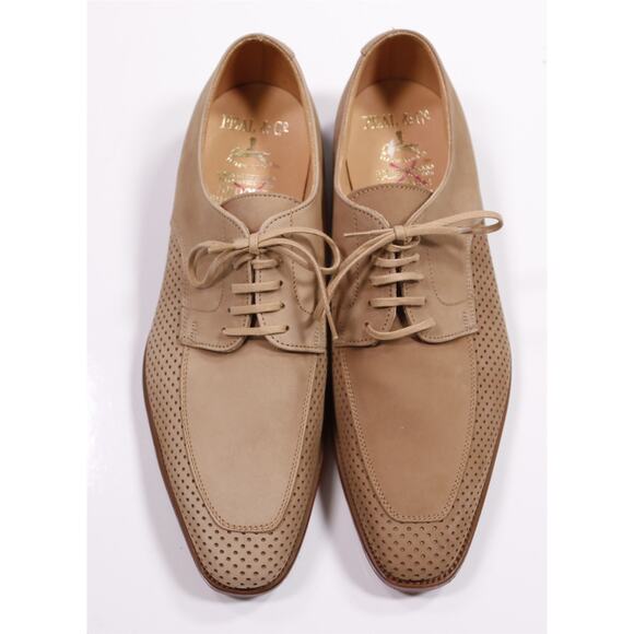 Peal & Co Brooks Brothers Beige Nubuck Brogue Suede Oxford Shoes UK 7.5 - US 8 main image 9